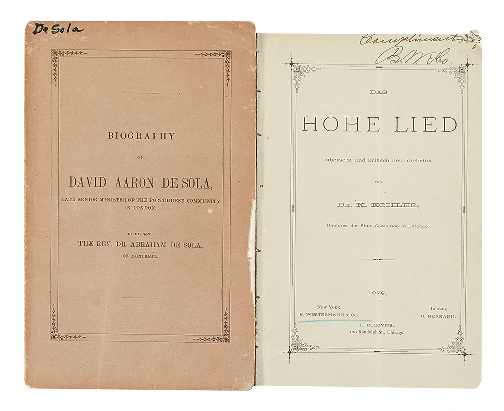 (JUDAICA.) Pair of pamphlets.